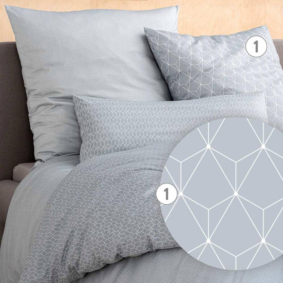 Pościel mako interlock jersey 160x200 2x70x80 Estella Tizian srebrna