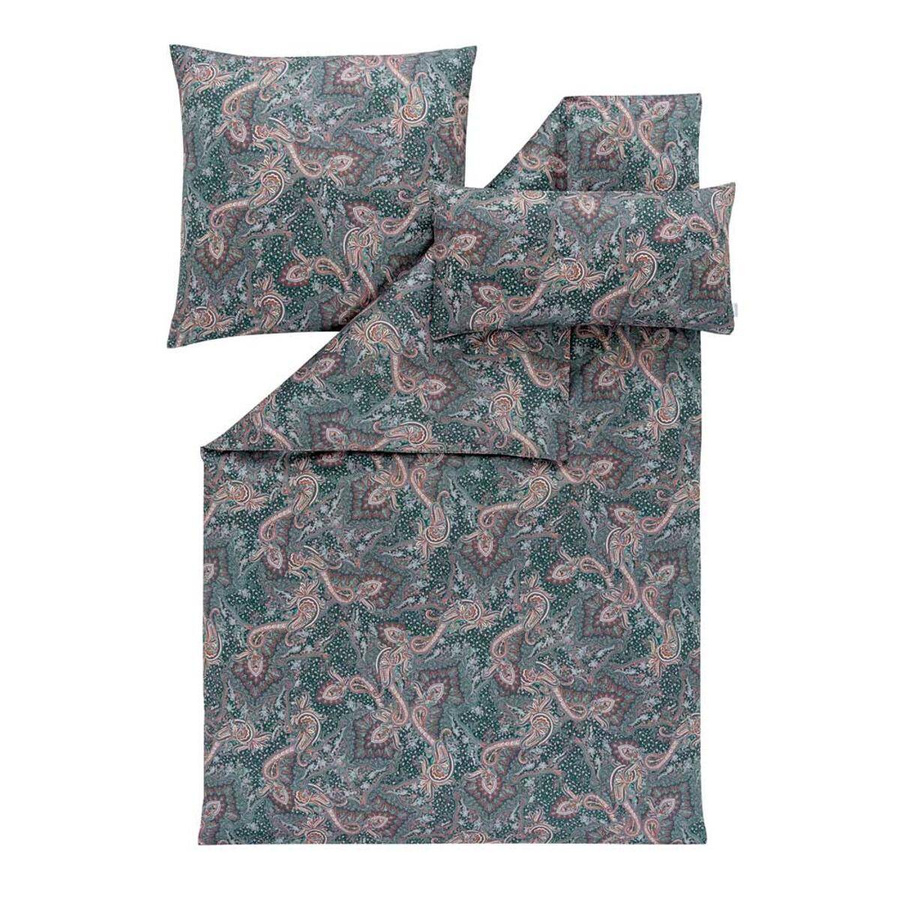 Pościel satyna mako 160x200 2x70x80 Estella Tiberio ciemnoturkusowa