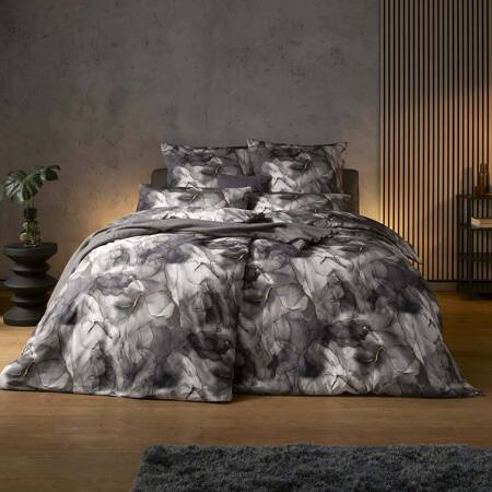 Pościel satyna mako 155x200 2x70x80 Estella Marble antracytowa