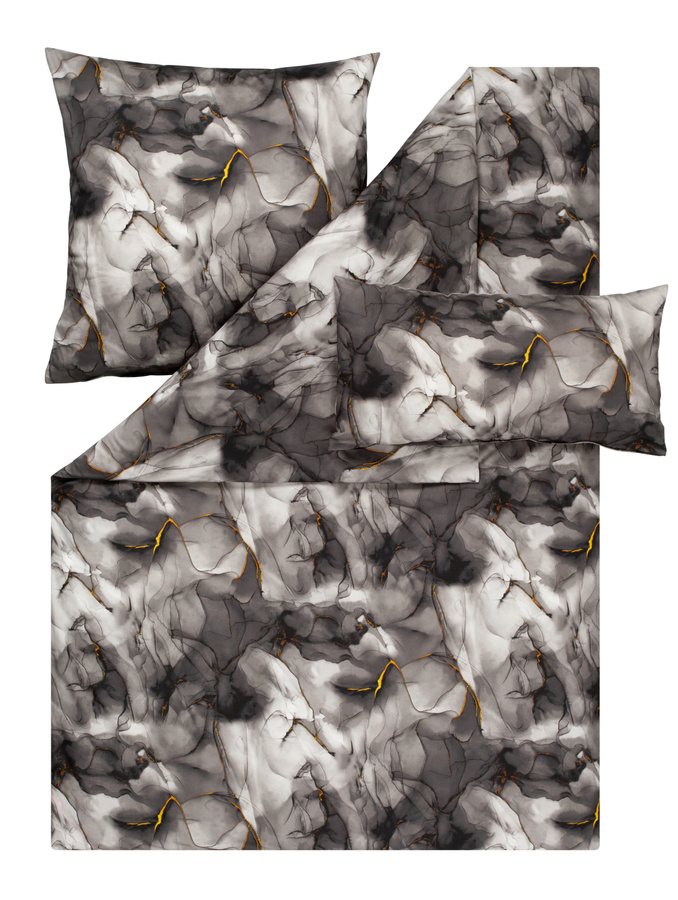 Pościel 200x220 2x70x80 7949 antracyt 920 mako satyna Marble