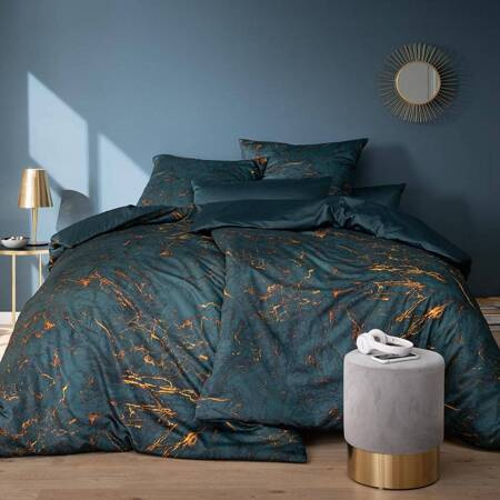 Pościel satyna mako 160x200 2x70x80 Estella Raphael ciemnoturkusowa