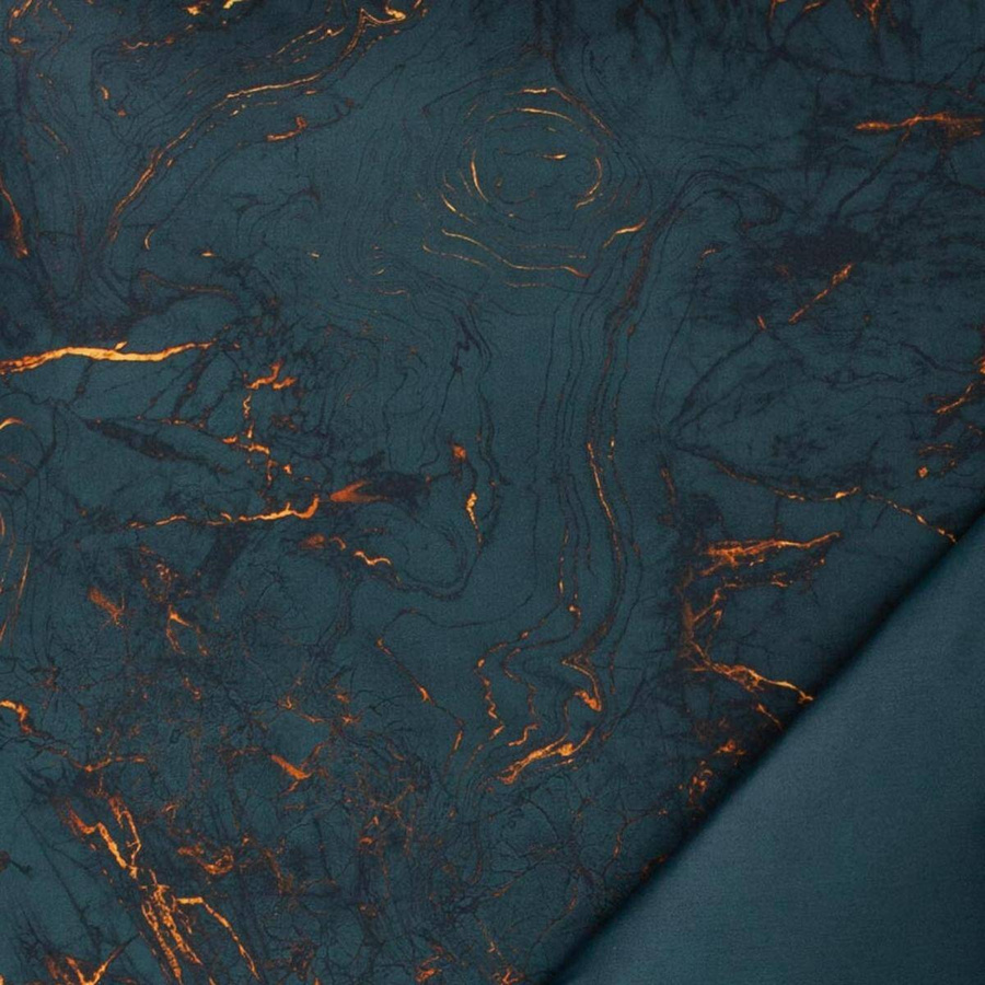 Pościel satyna mako 160x200 2x70x80 Estella Raphael ciemnoturkusowa