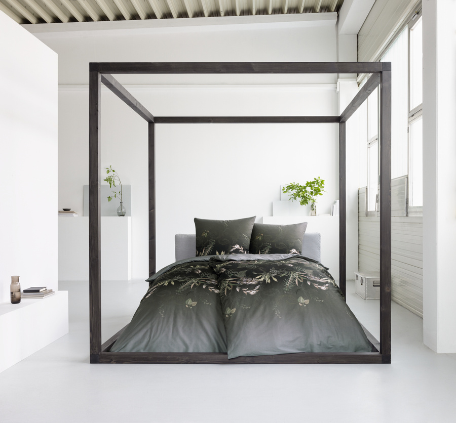 Pościel 160x200 2x70x80 4796 antracyt 920 Jungleleave mako satyna