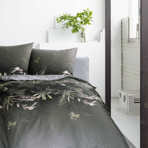 Pościel 160x200 2x70x80 4796 antracyt 920 Jungleleave mako satyna