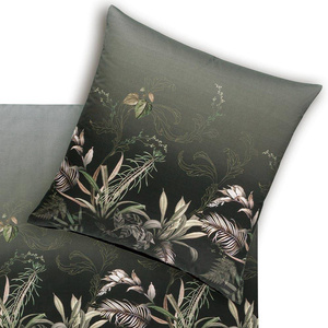 Pościel 160x200 2x70x80 4796 antracyt 920 Jungleleave mako satyna