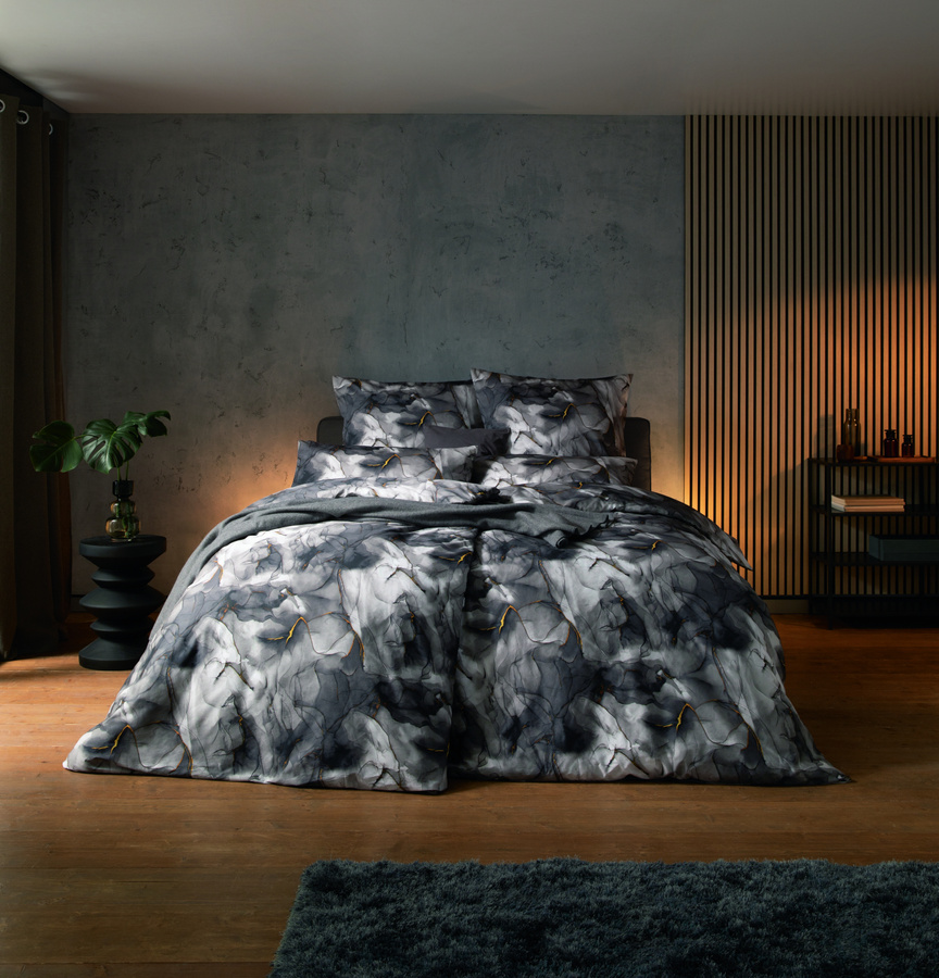 Pościel 200x220 2x70x80 7949 antracyt 920 mako satyna Marble