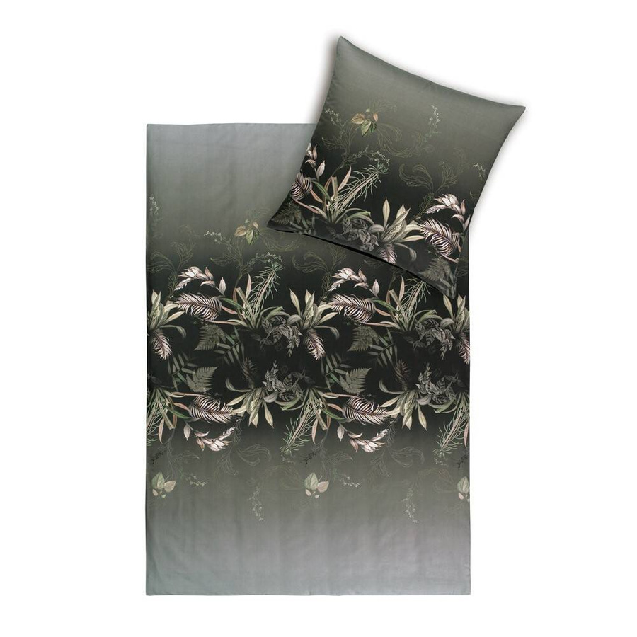 Pościel 160x200 2x70x80 4796 antracyt 920 Jungleleave mako satyna