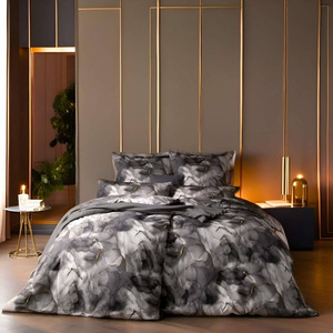 Pościel satyna mako 155x200 2x70x80 Estella Marble antracytowa